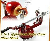 3 in 1 Apple Fruit Peeler, Corer, Slicer Stand (Red)