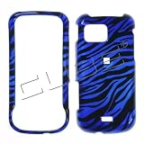 TRANS BLUE/BLACK ZEBRA PRINT DESIGN CELL PHONE COVER FOR SAMSUNG MYTHIC A897 + BLUE BELT CLIP