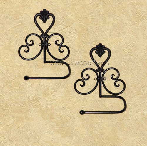 Wrought Iron Wall Hand Towel Rack / Toilet Paper Holder - Set of 2