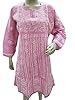 Pink Tunic Sexy Dress Floral Embroidered Cotton Anarkali Kurta Medium Size