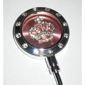 Crystal Floating Crown Purse Hook w/Carrying Pouch