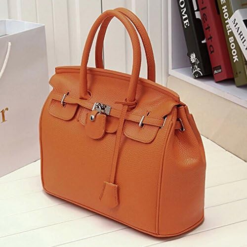 Elegant Pu Faux Leather Padlock Designer Inspired Shopper Tote Bag Purse Satchel Handbag