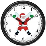 Santa Claus with Angel's Wings (Whole Body) - Christmas Theme - JP Wall Clock by WatchBuddy Timepieces (Hunter Green Frame)