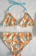 Girls 7-16 2-piece Swimwear Triangle Top Bikini Orange Plaid/Aqua