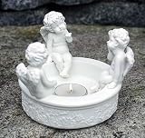 Teelichthalter Engel Trio Polystone weiß D 11 cm