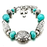 Pugster Ball Turquoise Silver Pattern Bracelets Murano Glass