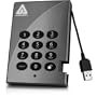 Apricorn Aegis Padlock 250 GB USB 2.0 128-bit Encrypted Portable External Hard Drive A25-PL128-250 (Grey)