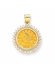 1.1 Carat 14K Gold Diamond coin bezel pendant