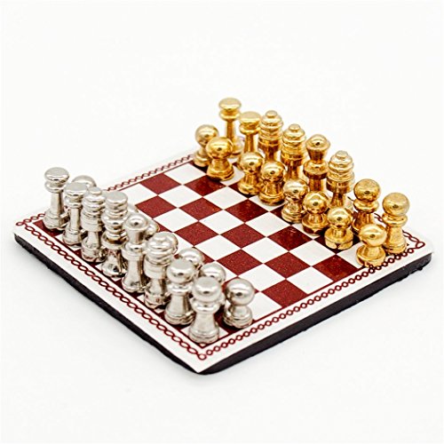 Odoria 1:12 miniature metal international chess set 32 chesses an…
