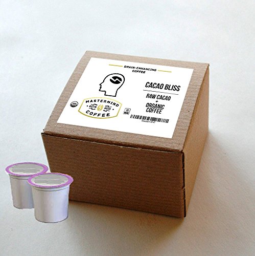 Cacao Bliss Single Serve Cups - Brain Enhancing Nootropic Coffee, 100% Organic-Coffee Blended with Raw Cacao - Boosts Mood, Mental Clarity, Memory & All-day Energy, NO Caffeine Crash! - 12 Count