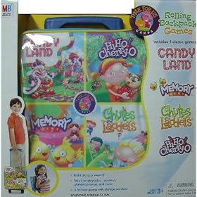 Milton Bradley Rolling Backpack with 4 Games Candy Land and more by