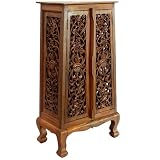 EXP Handmade Asian Furniture - 50" Flower Vines Storage Cabinet - Natural Finish