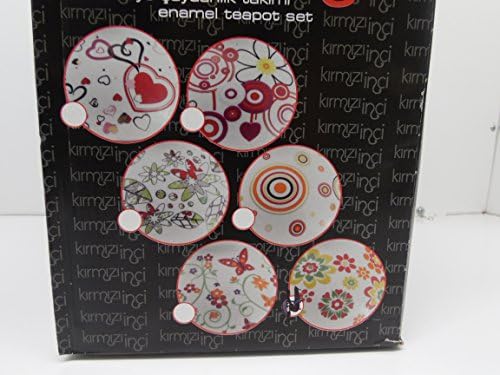 3 Pieces Tea Kettle Set-Family Size,Enamel,Stove Top,6th One Kirmizi Inci