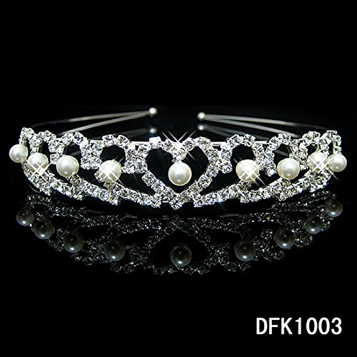 Joylive Silver Plated Crystal Pearl Tiara Heart Headband Alice Band
