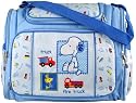 Blue Snoopy Large Baby Diaper Bag with Changing Pad + Plastic Wipes Case