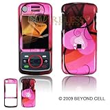 Red with Pink Love Hearts Black Vines Design Transparent Snap-On Cover Hard ....