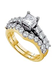 2.00CT DIAMOND 0.80CT CENTER PRINCESS BRIDAL SET