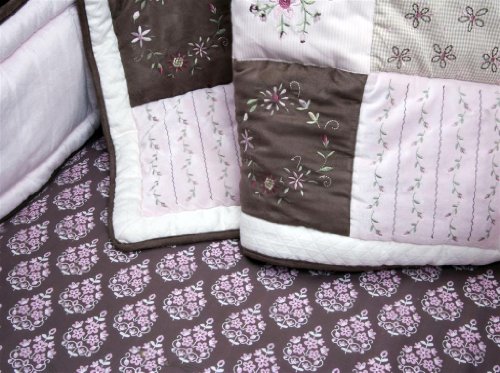 51p3gbAzAaL Kids Line Julia Fitted Sheet, Pink/Maroon