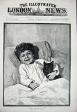 Drucken Weihnachts-Little Boy-Bett-Katzen-Kätzchen 1883 Thomson