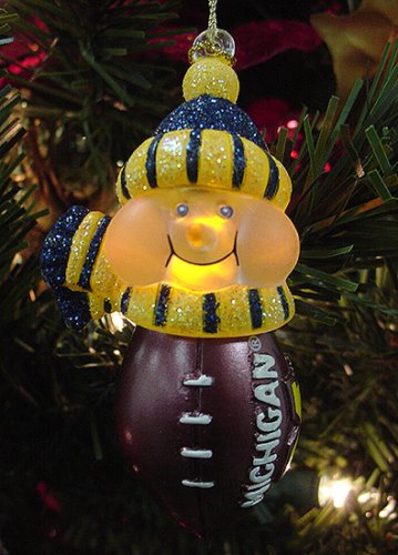 3.5 NCAA Michigan Wolverines Lighted Snowman Christmas Ornament