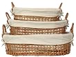 Willow Oval Trays With Cotton Liners Set / 3, Large=23 1/2"L x 6 3/4"H x 15 3/4"W
