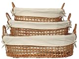 Willow Oval Trays With Cotton Liners Set / 3, Large=23 1/2"L x 6 3/4"H x 15 3/4"W