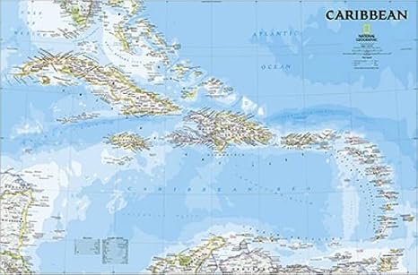 Amazon.com : Caribbean Classic Wall Map Material: Laminated : Maps ...