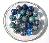 15 Clays Marbles - BLUES - Clay Marble 16 mm