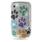 Hard Snap on case SILVER With MULTIDOGS PAWS Bling Bling Full Diamonds Desi ....