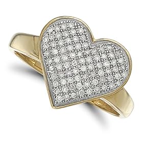1/4 ctw Pave Diamond Heart Ring