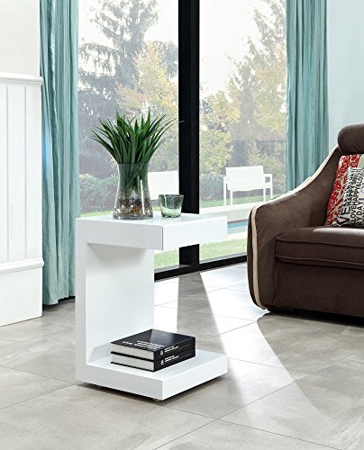 Casabianca Furniture Lino Collection Lacquer Nightstand, White