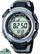 Casio Pathfinder Triple Sensor Multi-Band Atomic Tough Solar with Thermometer, Barometer and Altimeter and Digital Compass Men's Slim Watch PAW1300-1V