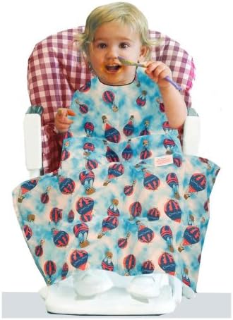 Crumb Chum Lightweight Waterproof Supersize Bib (5-15 months, Blue Hot Air Balloons)