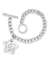 Sterling Silver Polished Star Bracelet Length 7"