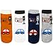 KF Baby Boy Non-Skid Cozy Soft Cotton Socks Value Pack [Set of 4 pairs, White, Grey, Orange, Dark Blue], for 12 - 24 months