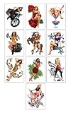 Pin-up Girl Tattoos - Set of 10