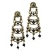 Gold Tone Black Beaded Chandelier Dangle Earrings