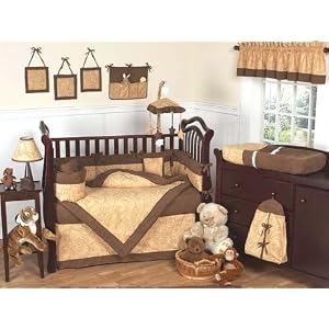 JoJo Designs 9-Piece Baby Crib Bedding Set – Camel and Chocolate Paisley