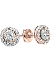 0.50 Carat (ctw) Round Cut Diamond Round Shape Cluster Earrings Halo Style Look of 1 CT each