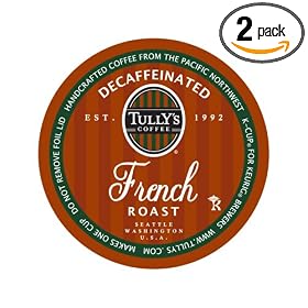 Tully's Coffee Decaf French Roast, K-cups for Keurig Brewers, 24-count, Boxes (Pack of 2)