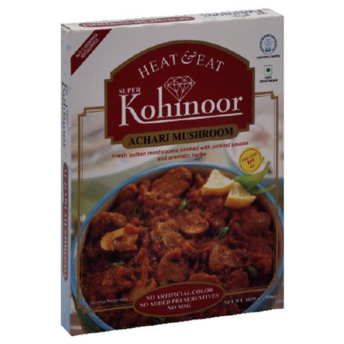 Kohinoor Heat & Eat Curries, Achari Mushroom, 10.5-Ounce Boxes (Pack of 10) by Kohinoor
