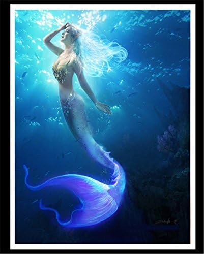 5d Diamond Painting Mermaid Underwater Paint by Number Embroidery Kits Artwork Wall Decor, 19.6 x 25 Inch