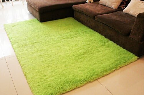 SoMarket Super Soft Modern Shag Area Rugs Living Room Carpet Bedroom Rug for Children Play Solid Home Decorator Floor Rug and Carpets 4- Feet By 5.2- Feet (green)