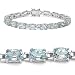 Classic 18.00 Carat Genuine Blue Topaz Oval Sterling Silver Eternity Bracelet