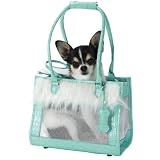 Faux Croc Leather Aqua Pet Dog Carrier Tote Teacup