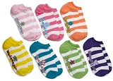Jacques Moret Girls 7-16 Rugby Stripe Days Of The Week 7 Pack No Show Socks