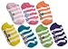 Jacques Moret Girls 7-16 Rugby Stripe Days Of The Week 7 Pack No Show Socks, Multi, 6-8.5