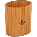 Totally Bamboo Eco-Friendly Oval Utensil Holder, Fleur-de-Lis, 7 by 6 by 4-1/4 Inches