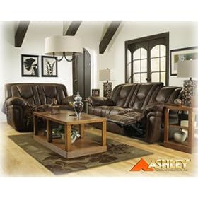 Ashley Furniture Blake - Walnut Reclining Sofa, Loveseat and Rocker Recliner Set - Free Shipping!