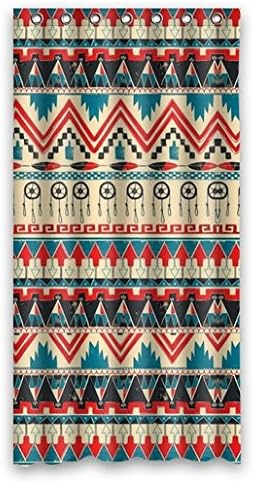 PRANO 100% Polyester Shower Curtain With Aztec Pattern Print Blue Crimson 36"(w) x 72"(h)